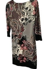 White House Black Market Sheath Dress Small Floral Work Career 3/4 Sleev