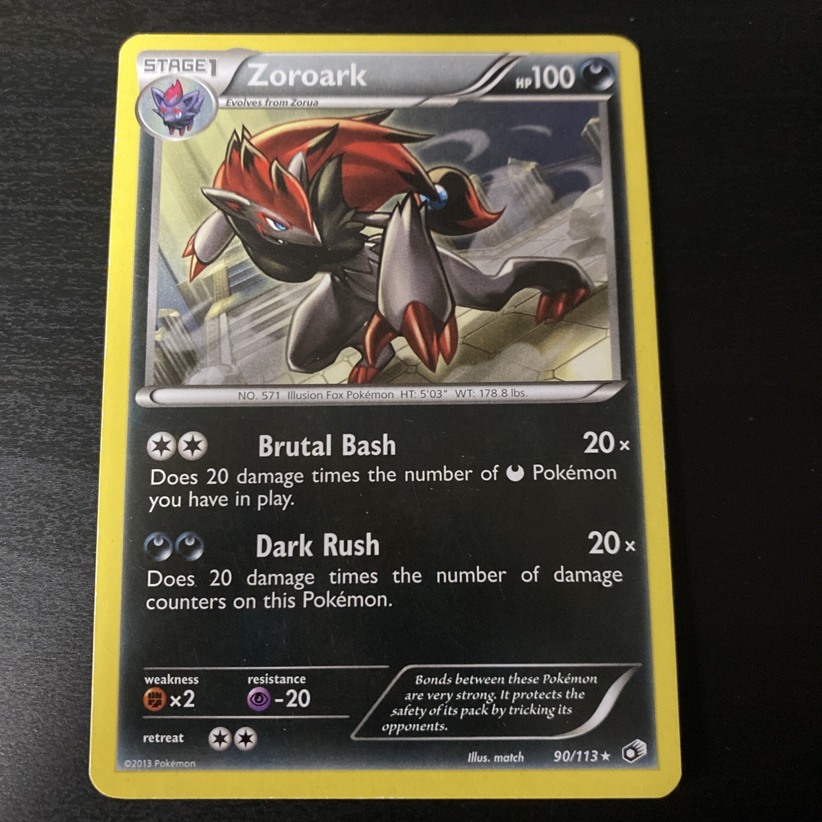 Pokémon Zoroark Non Holo 90/113 LTR Legendary Treasures LP/NM