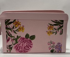 NWOT Carolina Herrera Fragrances Pink Floral Canvas Toiletry Clutch Bag Case