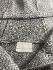 Columbia Hoodie Women  s Large Gray Herringbone Fleece Snap Pullover Warm Soft