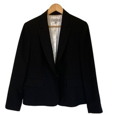 Kasper Womens Classic Black One Button Blazer Size 14 Office Career Staple