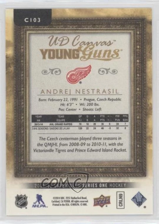 2014-15 Upper Deck UD Canvas Young Guns Andrej Nestrasil #C103 Rookie RC - Image 2 of 2
