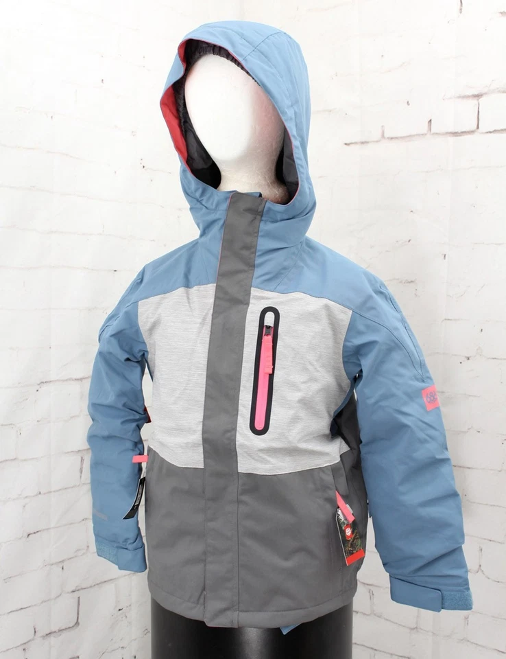 686 Hydrastash Insulated Snow Jacket, Girl's Youth Small, Steel Blue Colorblock - Image 3 of 4