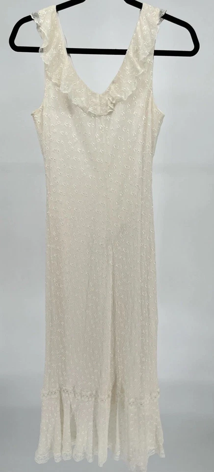 Vintage Jonathan Martin Silk Lace Hem Midi Dress Sz 10 Fairy Boho Bride Y2K - Image 3 of 4