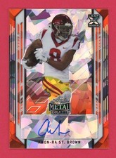 2021 Leaf Metal Amon-ra St Brown Xrc Auto 5 Orange Cracked Ice Autograph Usc
