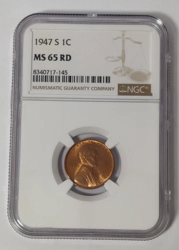 1947-S LINCOLN CENT NGC MS 65 RD