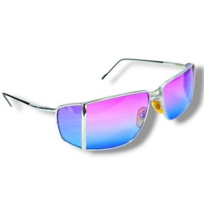 VTG Retro X47 Sunglasses Silver Gunmetal Purple-blue Gradient Lenses Unbranded