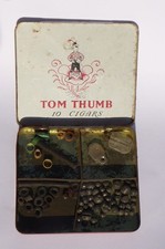VERY OLD TIN OF FISHING WEIGHTS - Tom Thumb Cigars - Charming Small Home Made