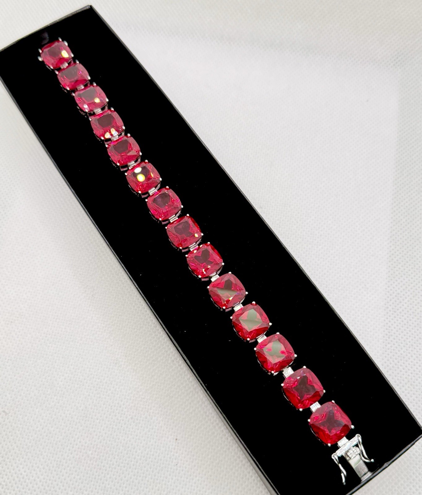 BBJ Sterling Silver Bracelet Red Ruby Large Chunk… - image 1