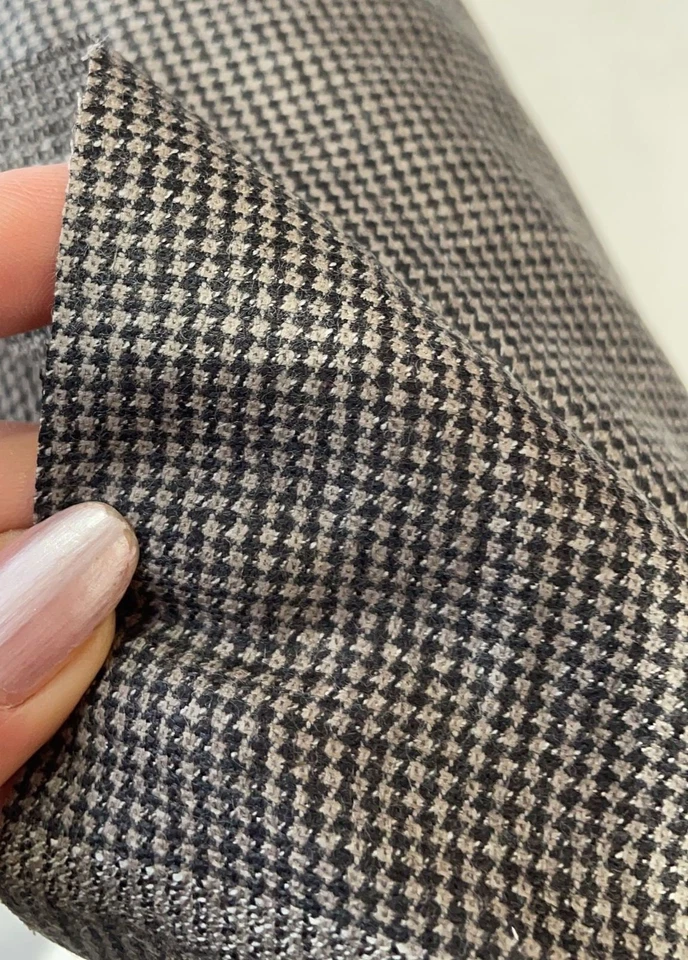 Tela de traje de lana 130s negra y gris Dogtooth de Bower Roebuck England 4,0 m Foto 4 de 4