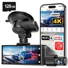 REDTIGER Dash Cam Front and Rear 4K With 3.18 Inch Touch Screen, Free 128GB Card