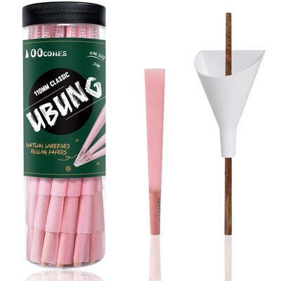 CONES, 100 Pack, King Size Pink Pre Rolled Cones With Tips, Slow Type Rolling...