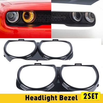 4pcs Headlight Bezel Set For 2015-2017 Dodge Challenger SRT Hellcat Left & Right