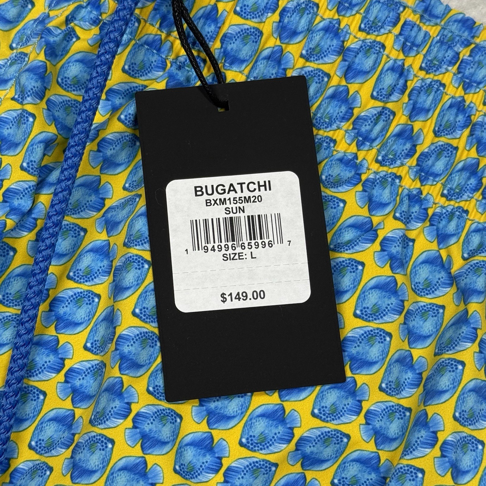 Bugatchi Blue Cosmo Fish Drawstring Swimwear Swim… - image 2