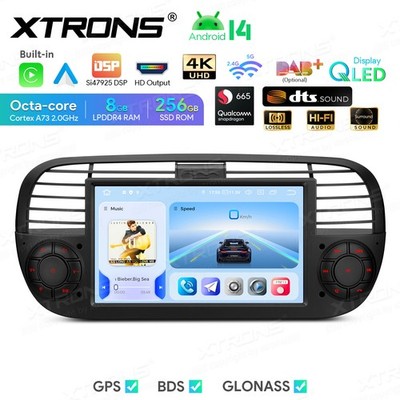 8G+256G Autoradio Für Fiat 500 7 Zoll Android 14 QLED HiFi GPS Global 4G CarPlay