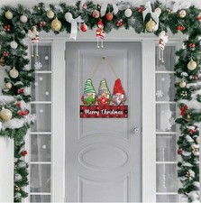 Merry Christmas Wooden Gnome Door Sign for Home and Porch Decor