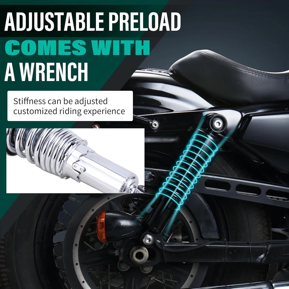 Suspensión amortiguadores traseros de 10,5" para Harley Touring Dyna Sportster XL Irom Foto 4 de 4