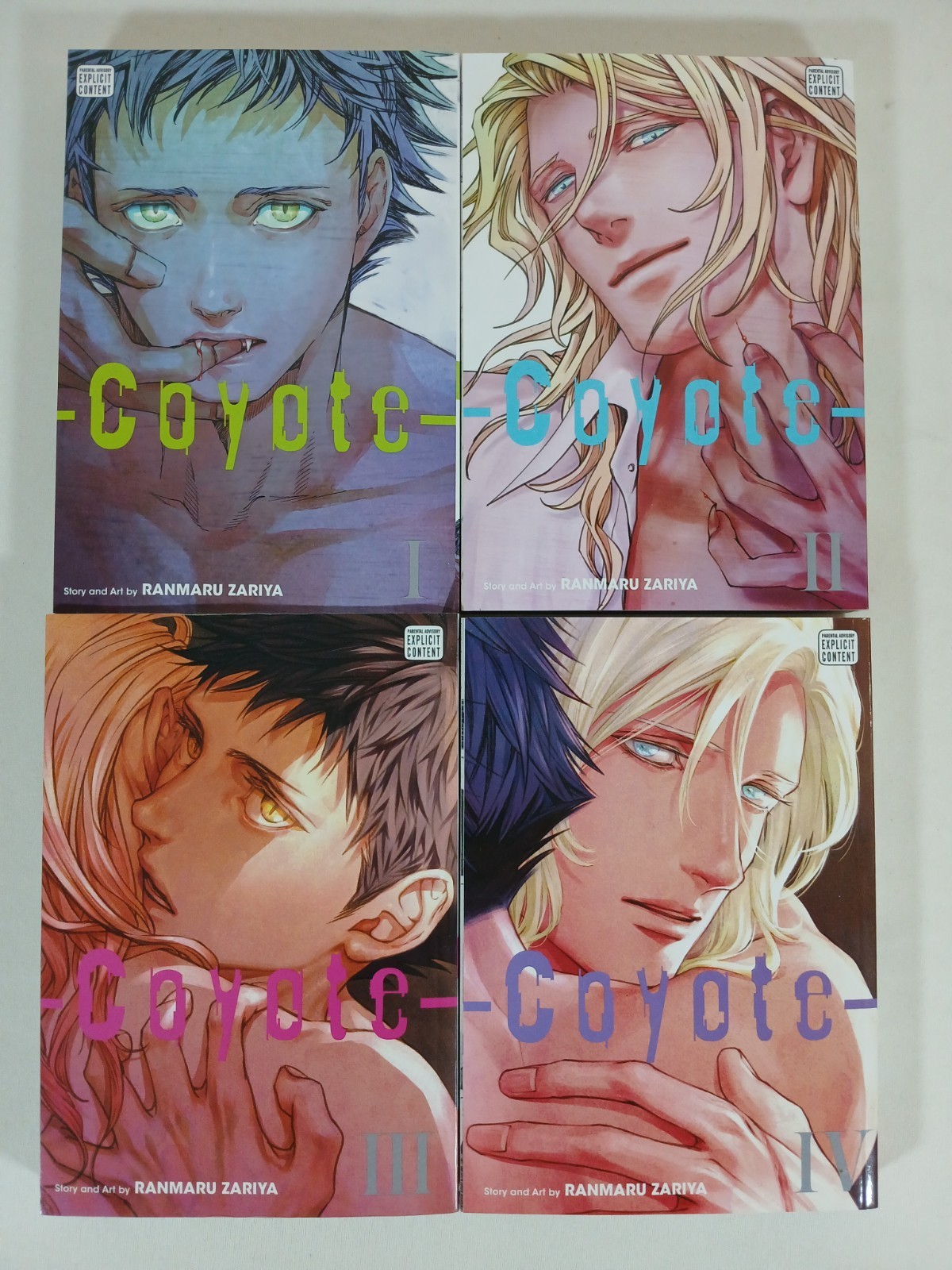 Manga Coyote Vol 1-4 en Inglés por Ranmaru Zariya Nuevo Yaoi Sublime BL