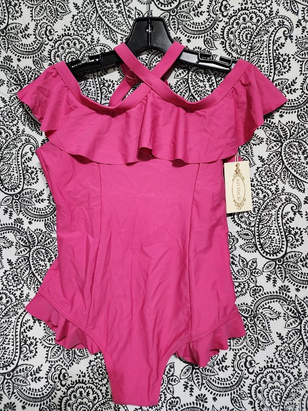 Joyfolie Abriella Teal Swimsuit Size 14 Girls One-Piece Swimwear Hot Pink 