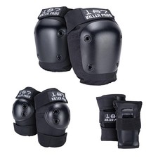 Skateboarding Knee Pads, Elbow Pads, and Wrist Guards, Six Pack Pad Set, Black,