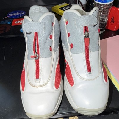 Reebok Answer 4 Steel V45042 Low Top Sneaker White/Gray/Red Zip Strap