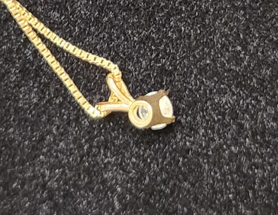 Collar solitario vintage de diamantes de 14K - colgante solitario de oro amarillo de 14K Italia Foto 4 de 4