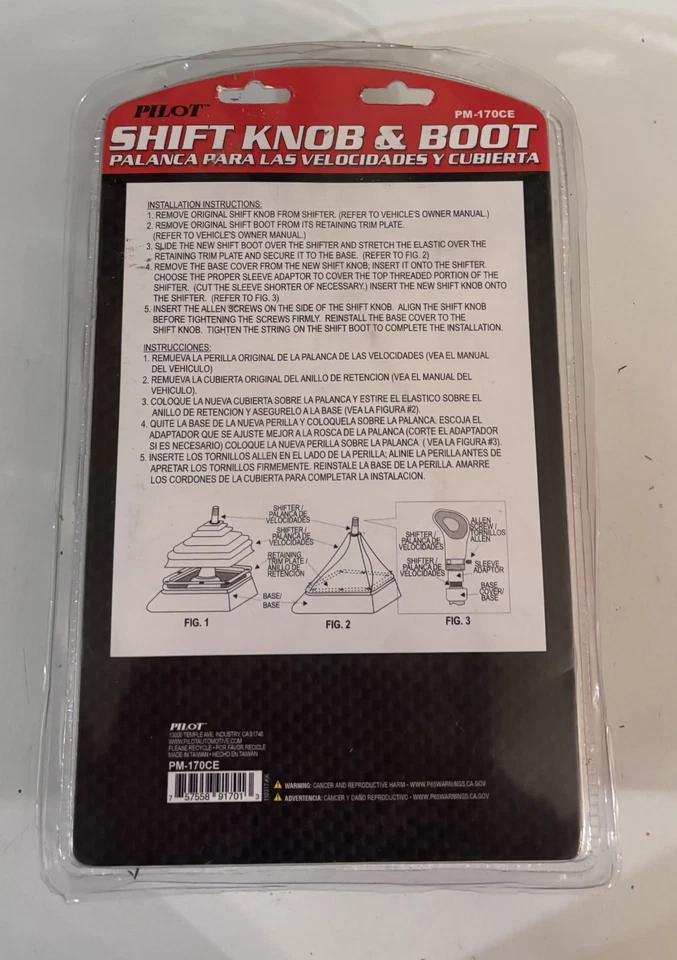 Kit de perilla de cambio y arranque de transmisión manual Pilot PM-170CE negro, ajuste universal Foto 2 de 2