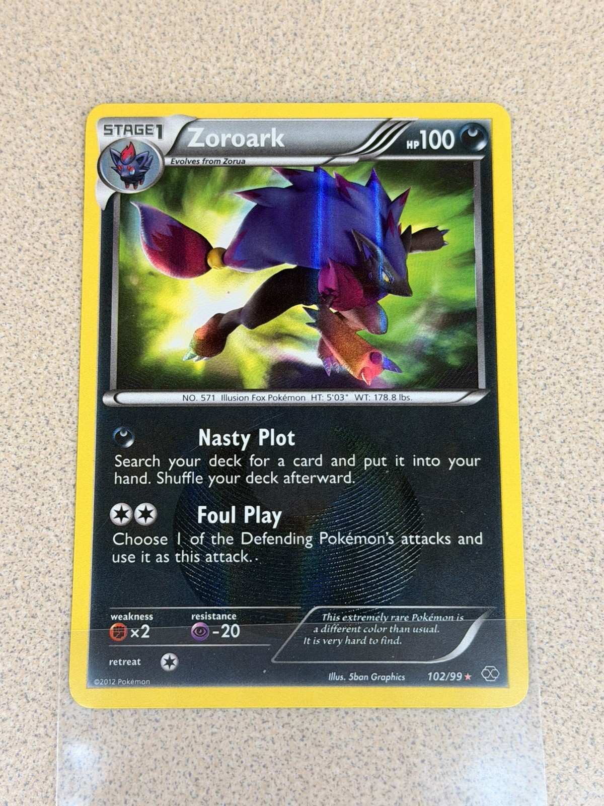 Pokemon TCG Zoroark Secret Rare Shiny Holo Card 102/99 BW Next Destinities LP