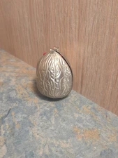 Vintage Walnut Sewing Kit Gold Tone + Blue Walnut Shell with Sewing Needles