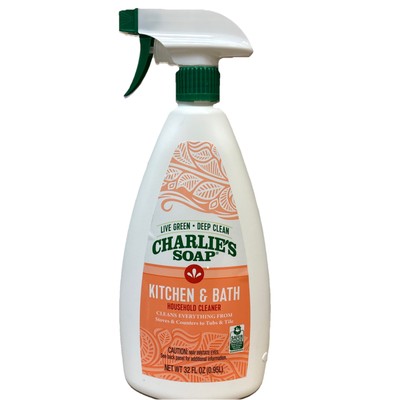 Charlie s Soap Kitchen & Bath Household Cleaner 32 Oz. Spray Bottle Non Toxic