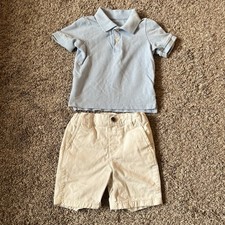 Children  s Place 2-Piece Outfit Boys 3T Easter Spring Polo Shirt Khaki Shorts