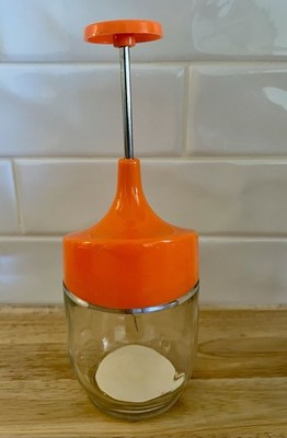 Vintage GEMCO Food Nut Chopper Stainless Steel Blades Glass Orange Retro Kitchen
