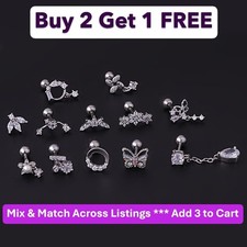 White Gold-plated Cubic Zirconia Ear Stud  12 Styles  Buy 2 Get 1 FREE  
