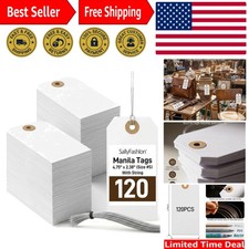 Versatile 120-Pack White Manila Tags with 12" Wires, 4-3/4" x 2-3/8" Size
