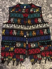 Vintage Aztec Southwestern Guatemalan Knit Vest Small Rare Knit