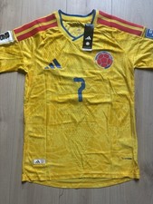 adidas Colombia Luis Diaz 7 Men's Soccer Jersey Yellow FIFA Qualifiers Patch S