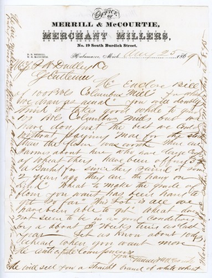 #ad #ad 1869 Merrill amp; McCourtrie Merchant Millers Letter Kalamazoo MI Columbus Mill F $24.88