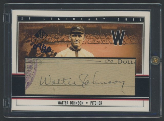 2002 Upper Deck SP Legendary Cuts Walter Johnson HOF AUTO 9/20 " SUPER RARE "