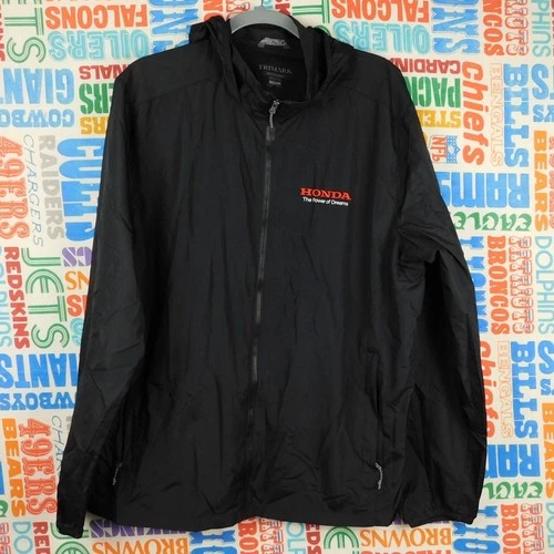 Honda The Power of Dreams Jacket Mens Large Black Trimark Hooded Windbreaker L - product listing photo