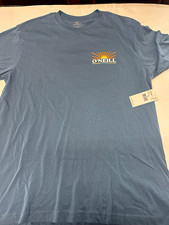 O'Neill Men's Blue Double-Sided Graphic Logo Tee M Crew Neck Short Sleeve