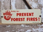 VINTAGE SMOKEY BEAR PORCELAIN SIGN OLD FOREST SERVICE DEPT AGRICULTURE PARK FIRE