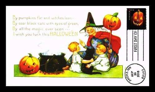 DR JIM STAMPS US COVER HALLOWEEN JACK O LANTERNS FIRST DAY ISSUE PANDA CACHET