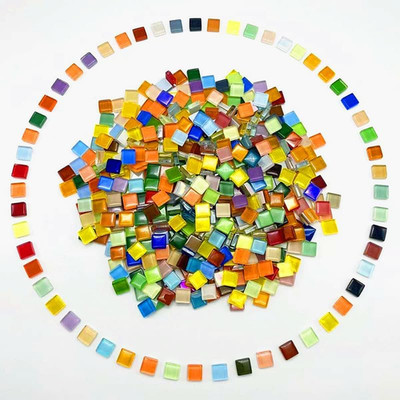 500G/ 1.1LB Bulk Crystal Mosaic Tiles, Assorted Color Opaque Mosaic Glass Crafts