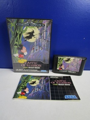 Vintage SEGA MEGA DRIVE CASTLE OF ILLUSION Mickey Mouse VIDEOSPIEL KOMPLETT