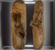 Haunted Spirits Of People I Met In The Woods - Carved Wood Faces - They Scare Me