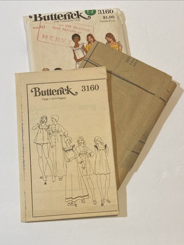 Butterick 3160 Vintage Pattern Misses Nightgown Robe Panties UNCUT Size 10 - Picture 3 of 3
