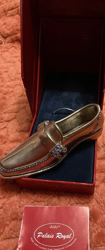 Juju Palais Royal Men’s Shoe Figurine Romeo Silver With Blue Swarovski Crystals