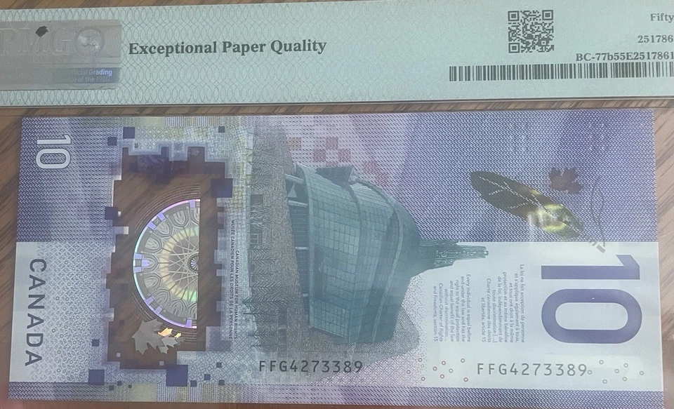 Billete de 10 dólares canadiense 2018 con Viola Desmond y holograma hermoso estado Foto 2 de 2