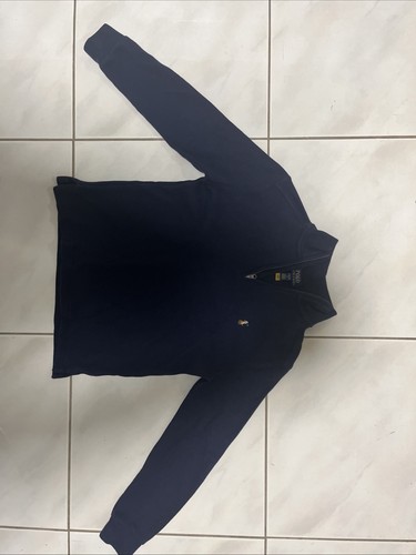 Polo Ralph Lauren Sweater Youth Large Navy Blue Fleece USA 1/4 Zip Pullover Logo