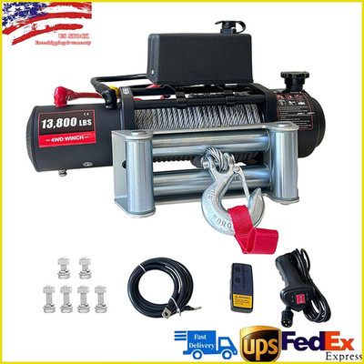 13800LBS Electric Winch 12V Synthetic Rope Truck for Towing UTV Off Road 4WD Car